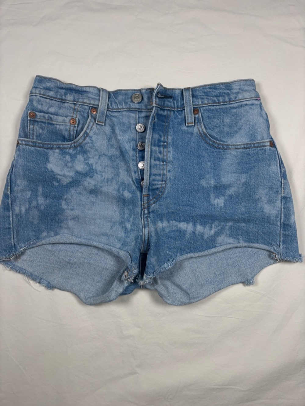 Levi's Light Blue Acid-Wash High-Rise Jean Shorts